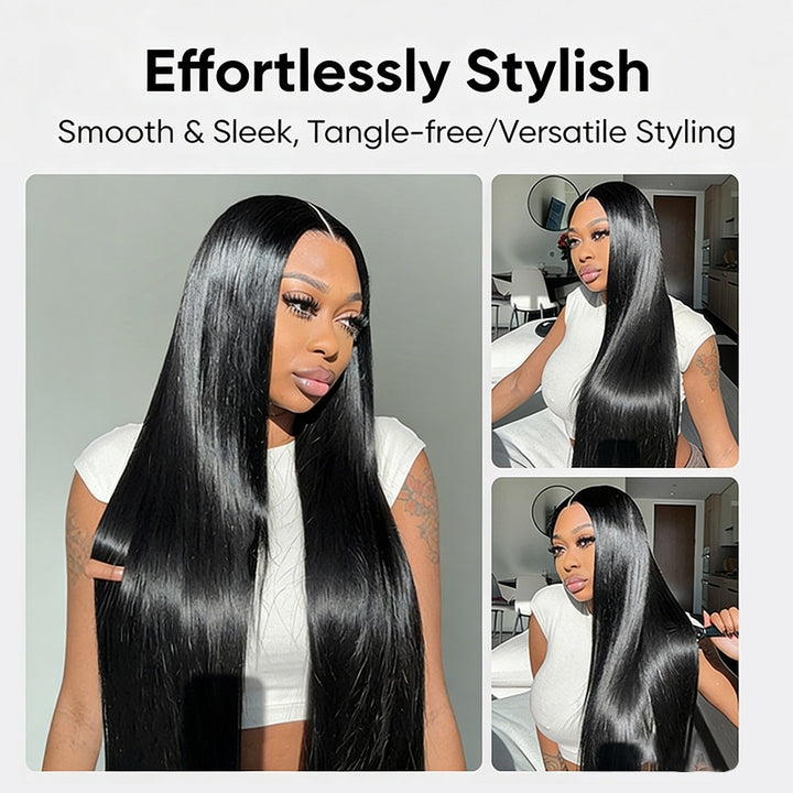 200% Density 5x5 Closure Wig Skin Melt HD Lace Straight Wig 100% Virgin Human Hair Wigs