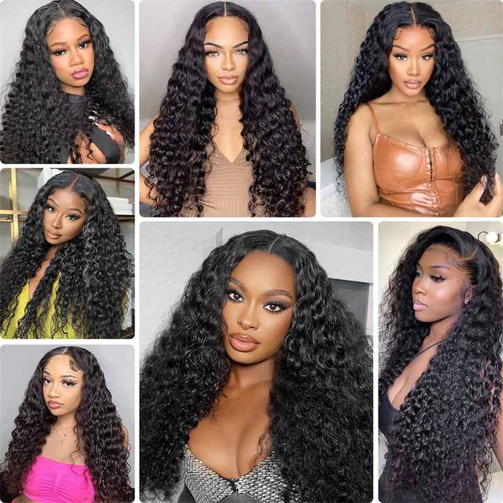 HD Lace Closure With Bundles Brazilian Deep Wave 3 Bundles With 2x6 Lace Closure 100% Human Hair - AlloveHair