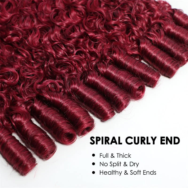 Allove Hair 99J Burgundy Color Burmese Curly Hair Bundles 12A Raw Virgin Human Hair Weave