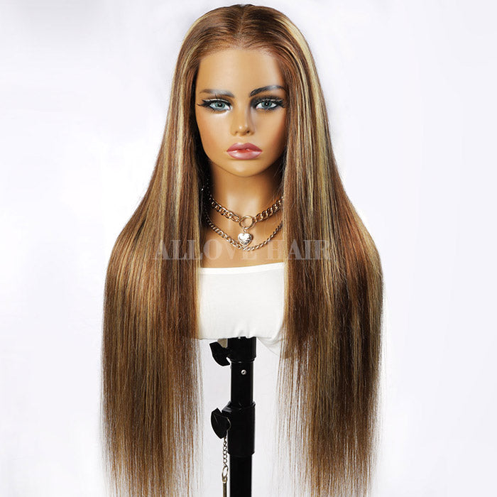 Bleached Knots Wear Go Wig | PPB Highlight Brown Silky Straight Glueless 13x4 Lace Front Wigs