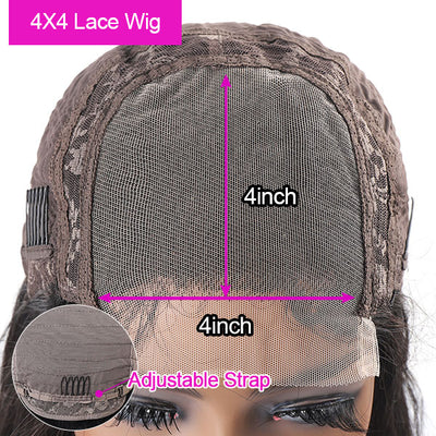Wear And Go Kinky Straight Glueless Wig 4x4 Lace Closure HD Wig Yaki Straight Human Hair Wigs