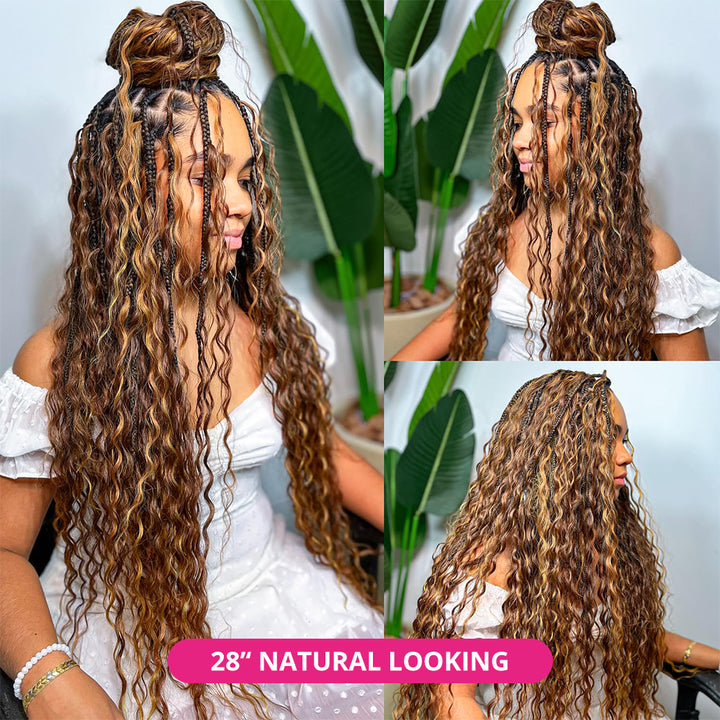 Allove P27/30 Human Braiding Hair for Boho Braids 28 Inch 100g Deep Wave Bundles No Weft for Braiding Knotless Deep Curly Bulk Hair Extensions - AlloveHair