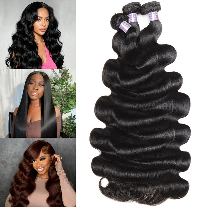 30-38 Inch Long Body Wave Hair Bundles for Sew In 100% Human Hair Weave for Black Women - AlloveHair