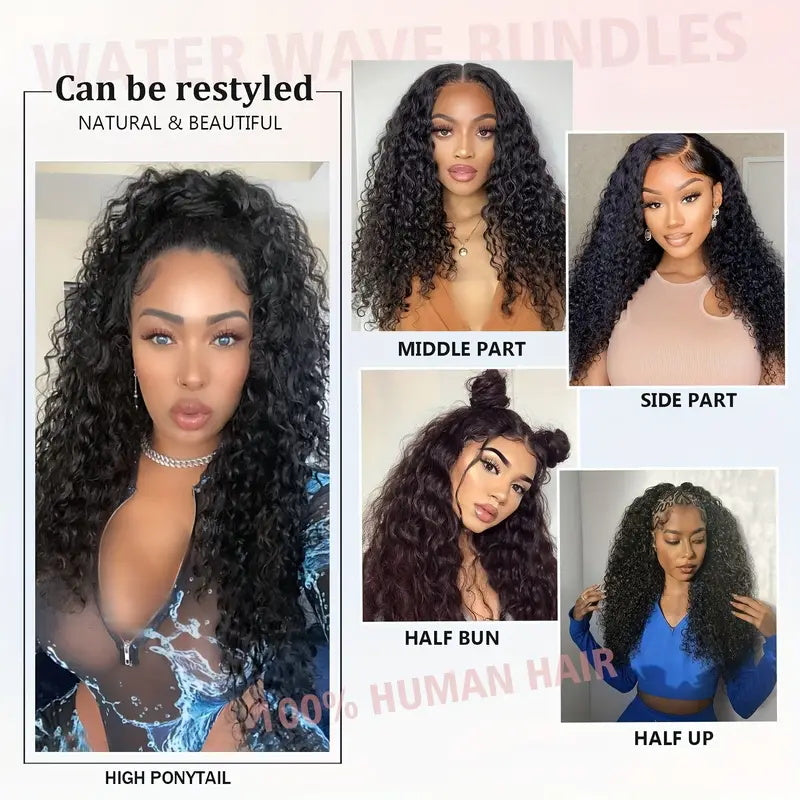 Allove Hair Brazilian Water Wave 4 Bundles Human Hair Extensions