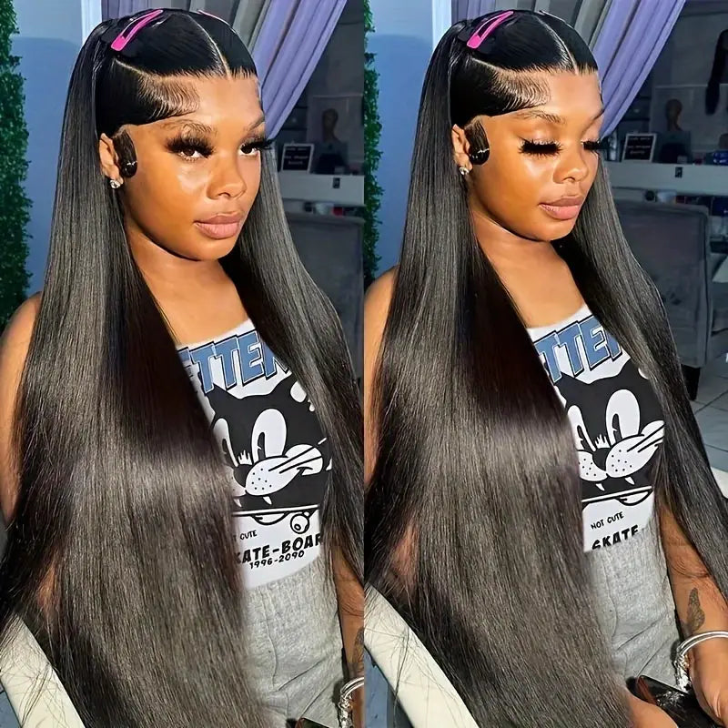 30 Inch 13x6 HD Lace Front Wig 200 Density Virgin Straight Human Hair Pre Plucked with Baby Hair Glueless Wigs - AlloveHair
