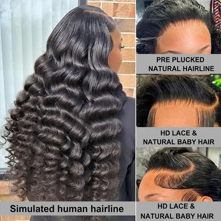 250% Density Real HD 13x6 Lace Frontal Wig 30 Inch Loose Deep Human Hair Wigs for Women - AlloveHair