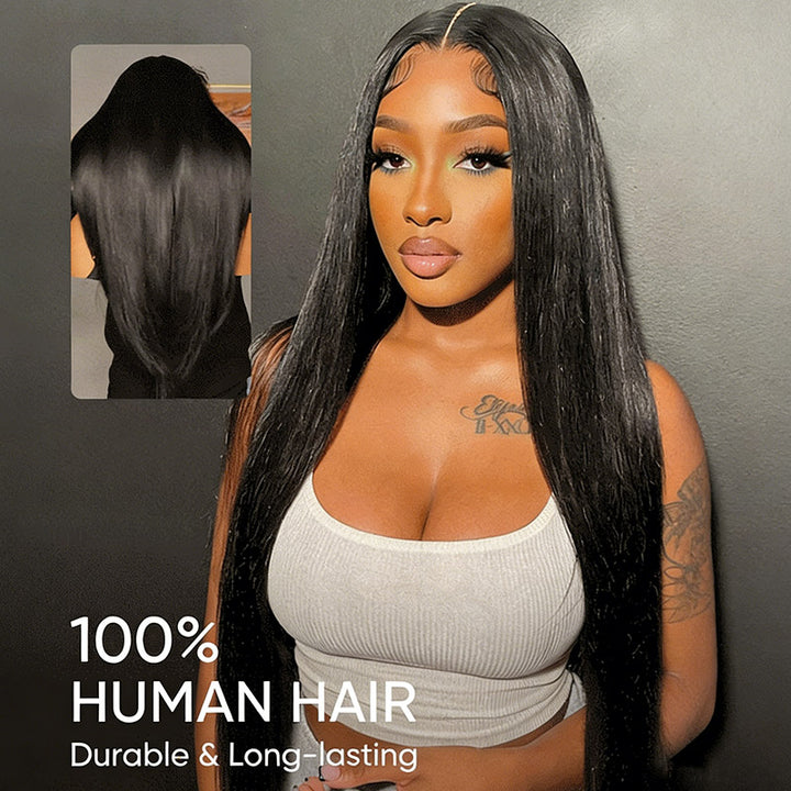 200% Density 5x5 Closure Wig Skin Melt HD Lace Straight Wig 100% Virgin Human Hair Wigs