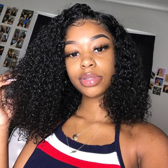 4x4 Kinky Curly Short Bob Wig Brazilian 13x4 Lace Front Human Hair Wigs