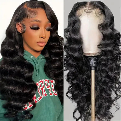 Long 36Inch 13x4 HD Invisible Glueless Lace Front Loose Deep Wave Human Hair Wigs 180% Density