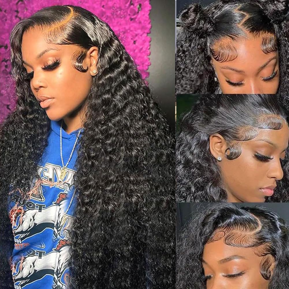Pre Cut Lace Wig Deep Wave Human Hair 26 Inch 13x6 HD Lace Frontal Wigs for Women Deep Curly Glueless Wigs - AlloveHair