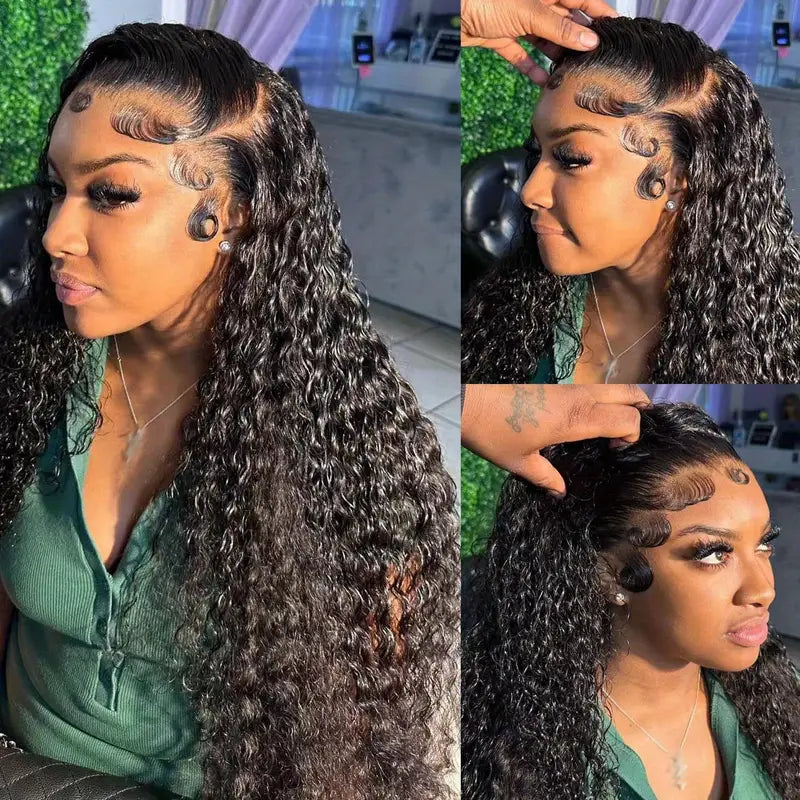 100% Glueless Wear Go Wig Pre Cut Lace Undetectable 13x6 Water Wave HD Lace Front Wigs 200% Density Wet and Wavy Wigs - AlloveHair