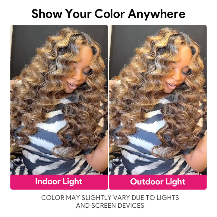 30 Inch Brown Balayage Loose Deep Wave Glueless 13x4 13x6 Lace Front Wig Virgin Human Hair 200% Density Colored Wigs