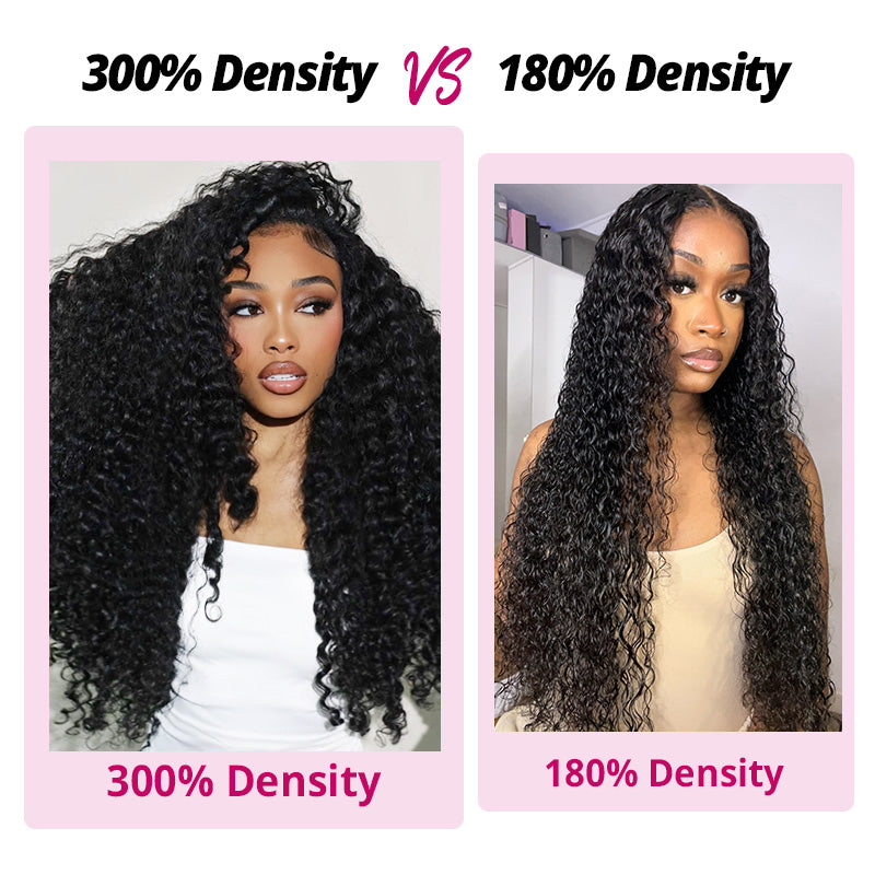 300% Density Curly Hair Glueless 13x4 Full Lace Front Wigs Super Double Drawn Virgin Human Hair