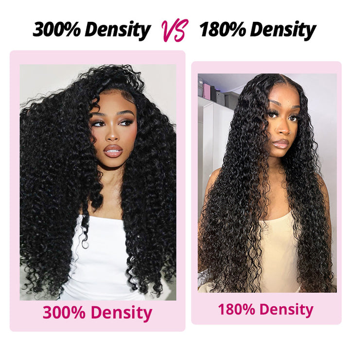 300% Density Curly Hair Glueless 13x4 Full Lace Front Wigs Super Double Drawn Virgin Human Hair