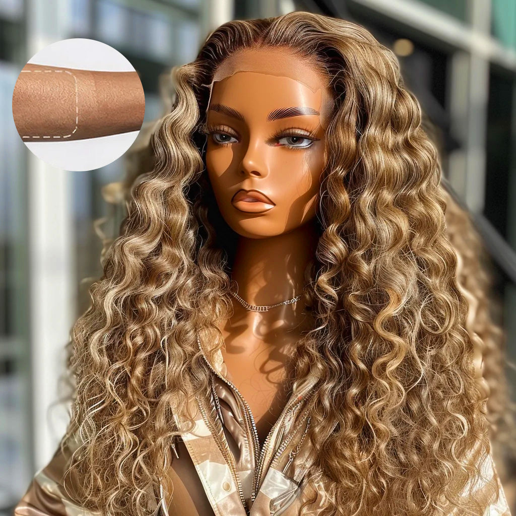 30 Inch Ombre Highlight Colored Deep Wave 13x4 13x6 HD Lace Front Wigs Pre-Plucked Glueless Wig - AlloveHair