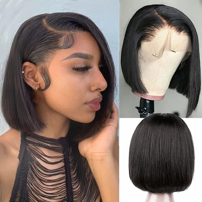 [ Halloween Deal - No Code Needed] Short Straight Bob Wigs 13x4 HD Lace Front Wigs Pre Plucked Glueless Human Hair Wig