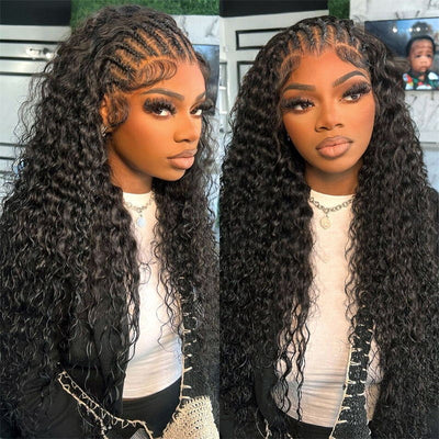 Glueless Wigs 5x5 HD Transparent Lace Closure Deep Wave Human Hair Wig 200% Density