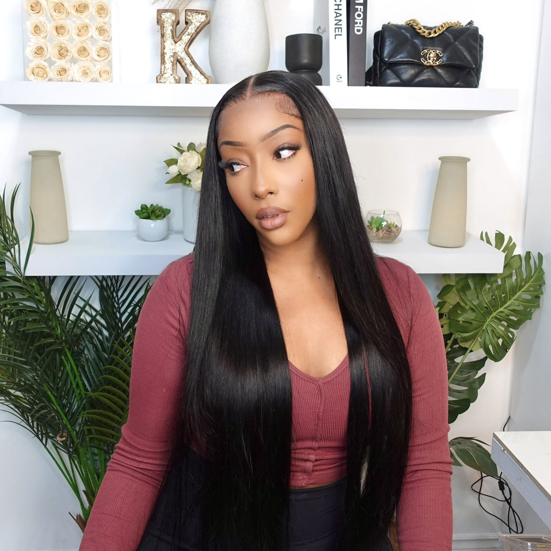 Straight Human Hair 4x4 Glueless Lace Front Wigs Ready To Go