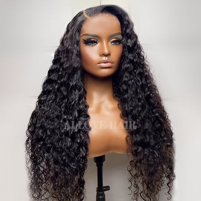 Deep Wave PPB Wear & Go Pre Plucked Glueless Wigs Pre Cut 13x4 Lace Front Wigs with Bleached Knots