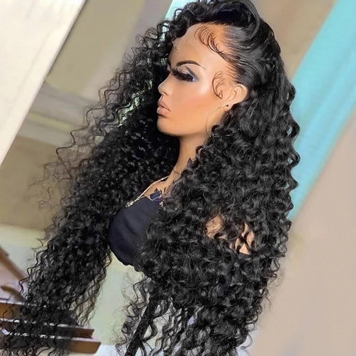 Loose Deep Wave HD Transparent 13x4 Lace Front Human Hair Wigs for Black Women