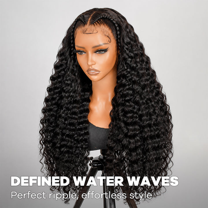 250% Density Pre Braided Deep Wave Wig 13x4 13x6 Full HD Lace Frontal Wig With Pre Bleached Knots Glueless Wigs
