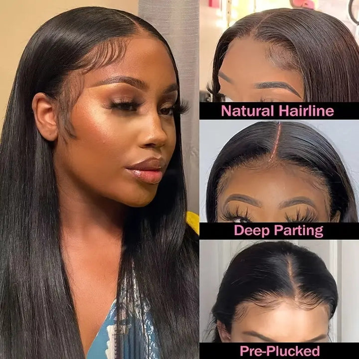 24 Inch = $185 | 13x6 HD Lace Frontal Straight Human Hair Wig 180% Density