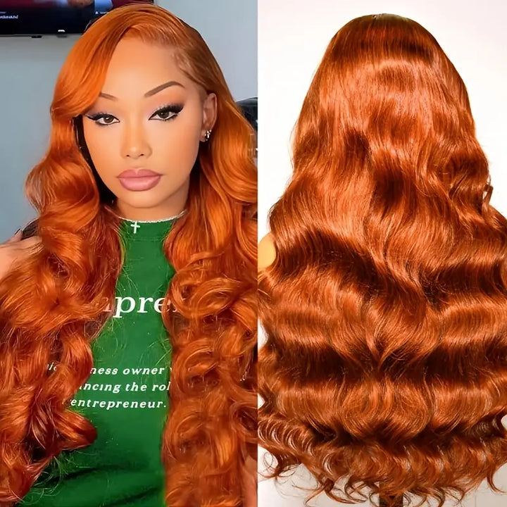 [ Halloween Deal - No Code Needed] Ginger Orange Straight / Body Wave Human Hair 13x4 Lace Frontal Wig Flash Sale