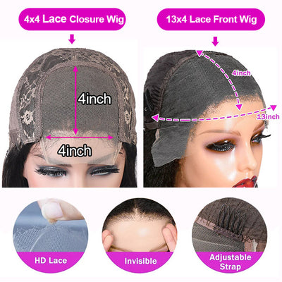 30Inch 4C Hairline Edges Straight Hair 13x4 HD Lace Front Wigs with Curly Baby Hair Human Hair Wig