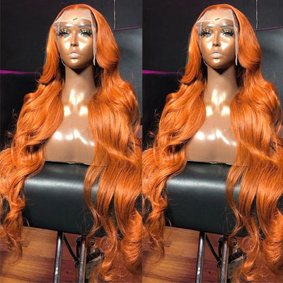 Orange Ginger Color Hair 13x4x1 Lace Part Straight/Body Wave Human Hair Wigs for Women