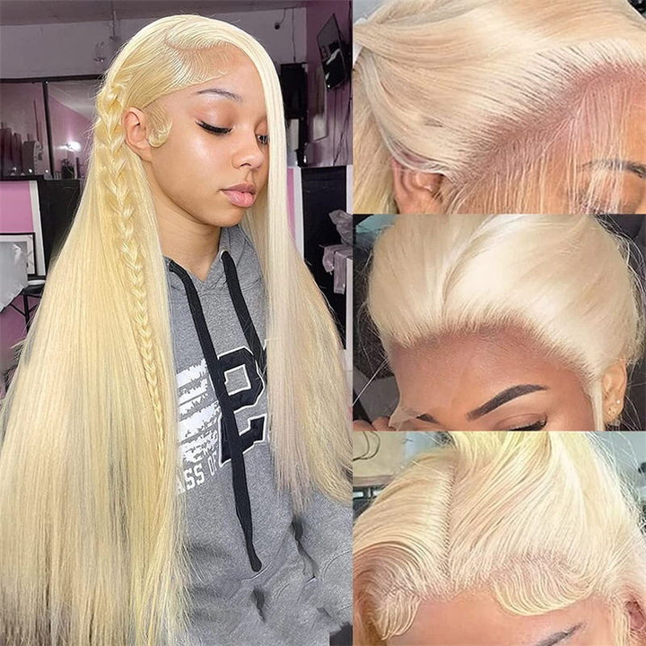 Pre Plucked | Bone Straight HD 13x4 Lace Front 613 Blonde Human Hair Wig Easy To Dye
