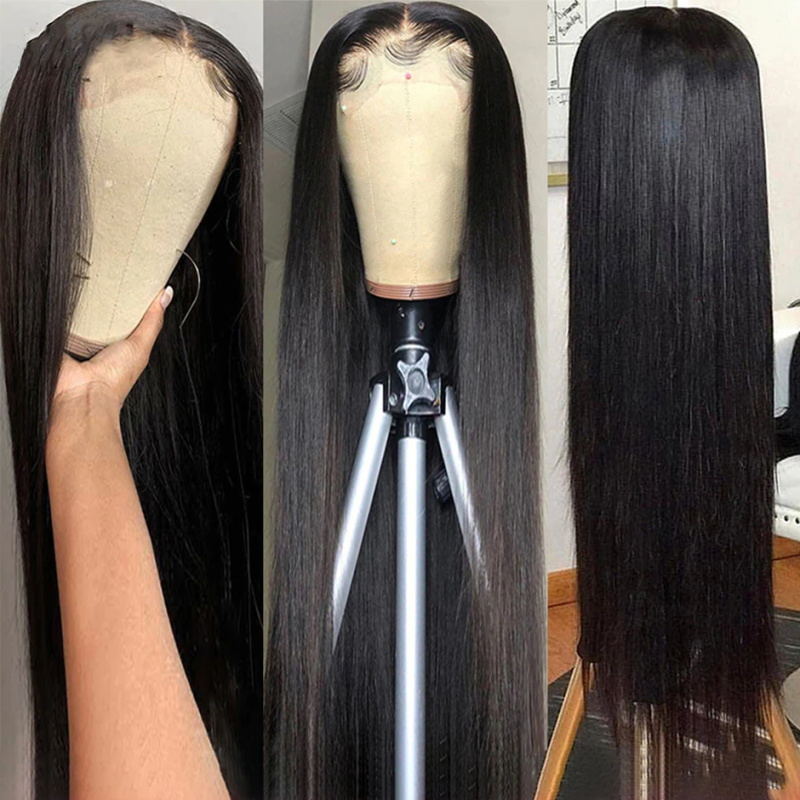 Straight Hair HD Transparent 13*4 Lace Front Human Hair Wigs With 3 Cap Sizes