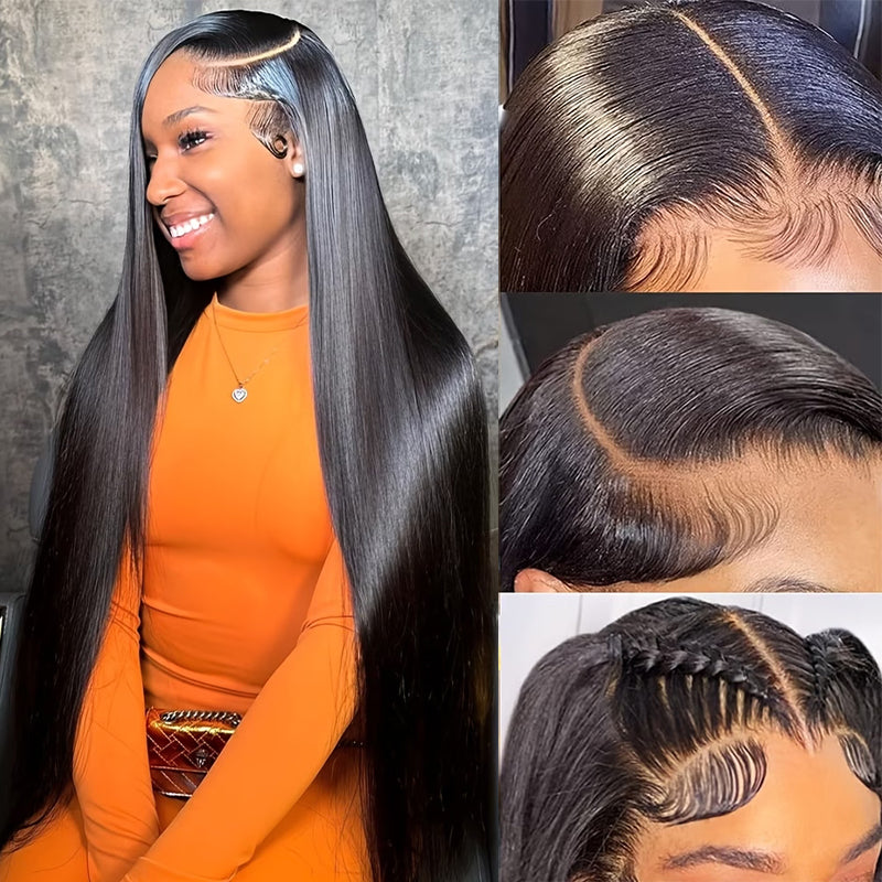 38 40 Inch Silky Straight Wear Go Glueless Wigs Pre Cut 13x4 13x6 HD Lace Front Wigs 250% Density Beginner Friendly - AlloveHair