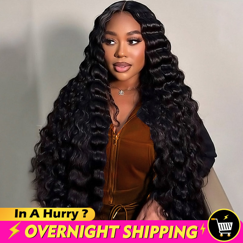 Overnight Shipping [30"= $239 After Discount] 13x6 Lace Front Loose Deep Wig Pre Cut & Pre Plucked & Bleached Knots Ready To Wear Human Hair Wig 180% Density