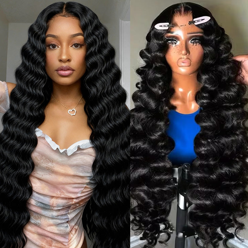 360 Glueless Lace Frontal Wig 180% Density Loose Deep Wave Virgin Human Hair Wigs