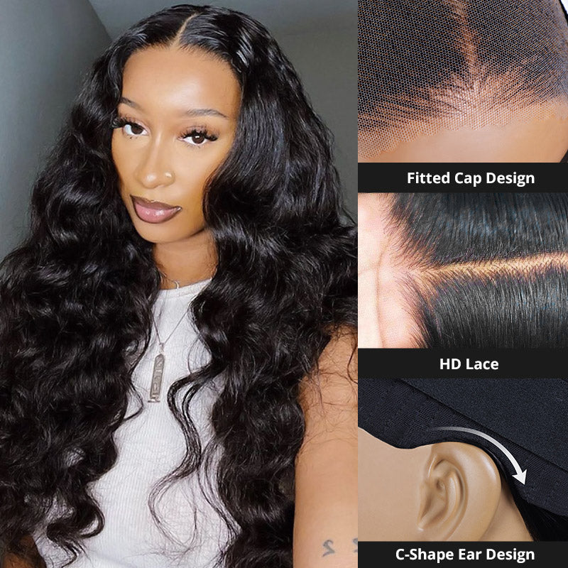 Allove Hair C-Shape Wear & Go 5x5 Loose Deep Wave Lace Wigs 180% Density For Beginners