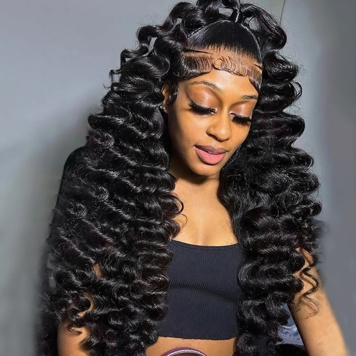 250% Density Real HD 13x6 Lace Frontal Wig 30 Inch Loose Deep Human Hair Wigs for Women - AlloveHair