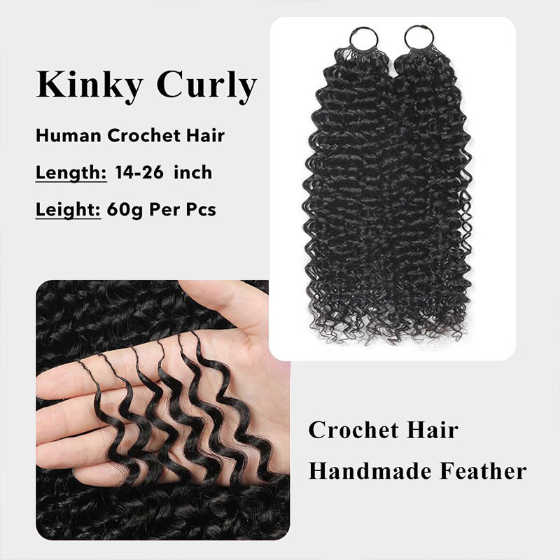 Kinky Curly Crochet Human Hair Miracle Knots Friendly for Boho Braids 100% Virgin Human Hair - AlloveHair
