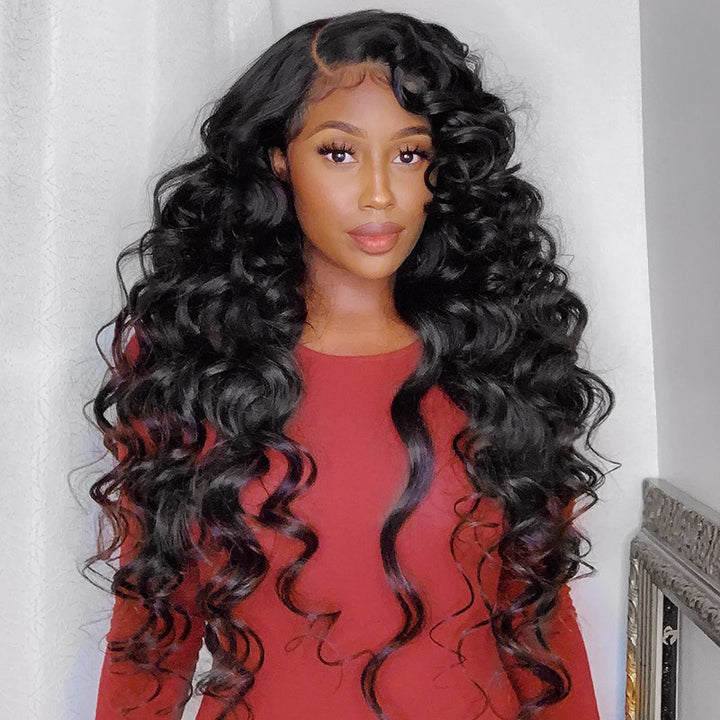 Allove Hair Malaysian Loose Wave Virgin Human Hair 4 Bundles with 13*4 Lace Frontal