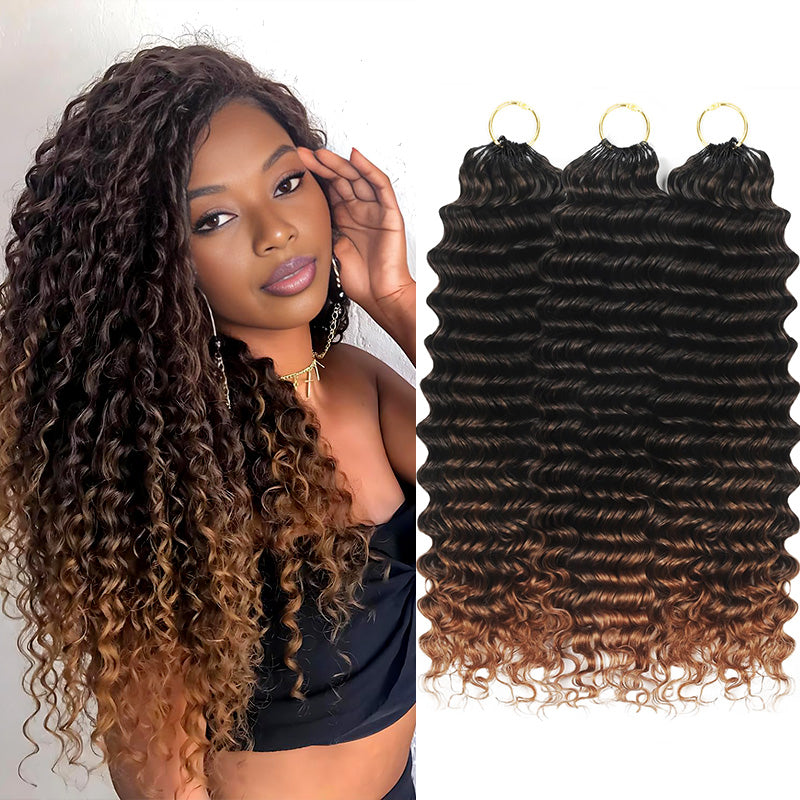 Feather Crochet Human Hair Burmese Curly with Spiral Ends Boho Braiding Hair For Miracle Knots 1B/4/30 Ombre Color - AlloveHair