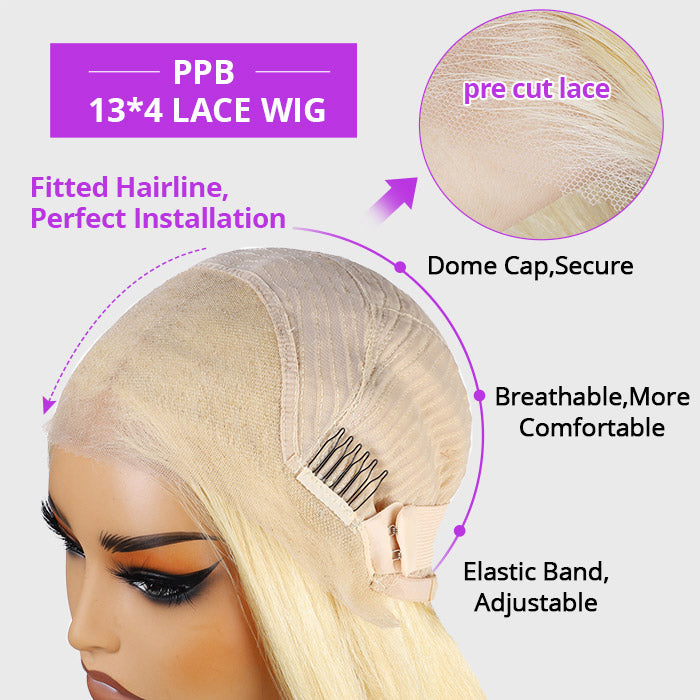 613 Blonde Body Wave 13x4 HD Transparent Lace Front Wig Pre Plucked PPB Glueless Wear & Go Wig