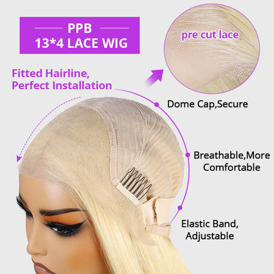613 Blonde Body Wave 13x4 HD Transparent Lace Front Wig Pre Plucked PPB Glueless Wear & Go Wig