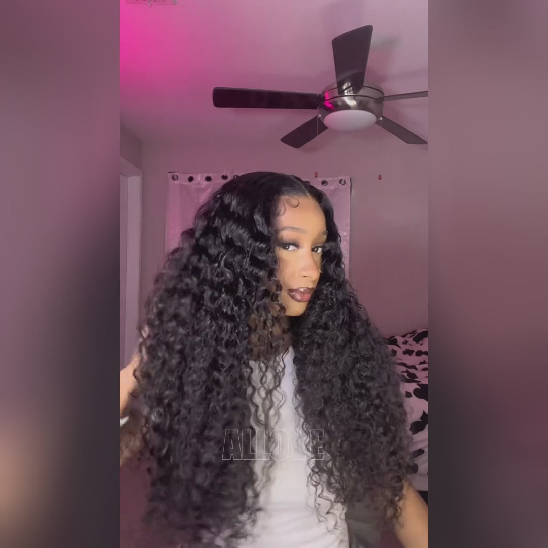 Allove Hair Wear And Go 4x4 Glueless Lace Closure Curly Wig No Glue 180% Density