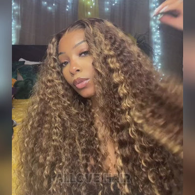P4/27 Highlight Wig Deep Wave Human Hair 5x5 Transparent Lace Wigs Wear And Go PPB Wig