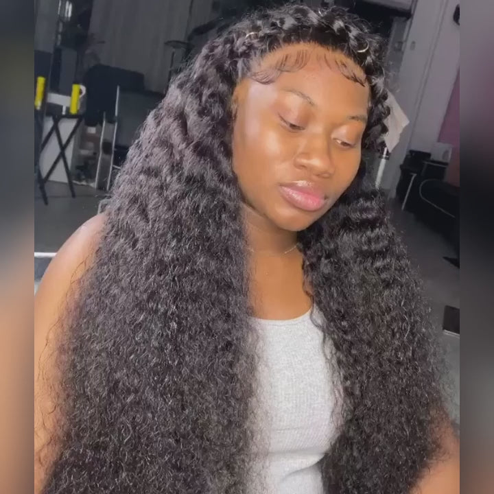 Brazilian Human Hair Water Wave 3 Bundles With 13*4 Lace Frontal Closure