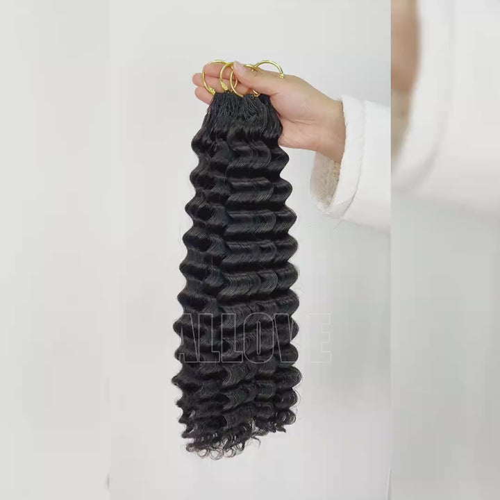 Deep Wave Feather Crochet Human Hair Protective Style Pre Separated Invisible Miracle Knots Crochet Human Hair Extensions