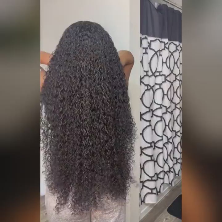 Brazilian Kinky  Curly Hair 3 Bundles with Transparent 4*4 Lace Closure