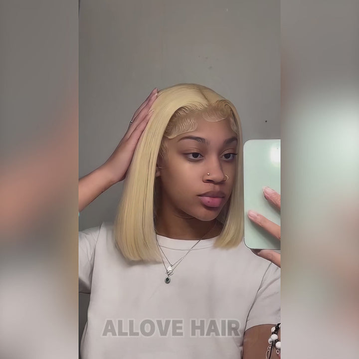 Bleached Knots Wear Go Wig | #613 Blonde 13*4 Straight Hair Lace Front Short Bob Wigs