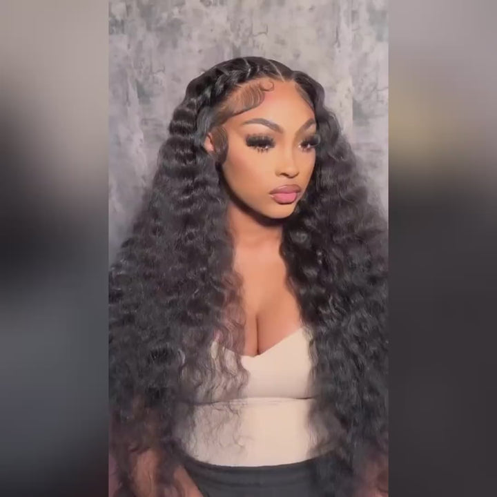 Allove Hair Brazilian Loose Deep Wave Hair 3 Bundles With 4*4 Lace Closure