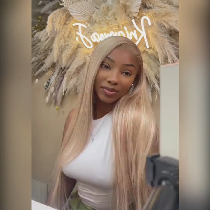 Allove Hair New Arrival 13x4 Blonde Wig With Brown Highlights #P10/613 Straight Hair 13x6 Lace Front Wigs