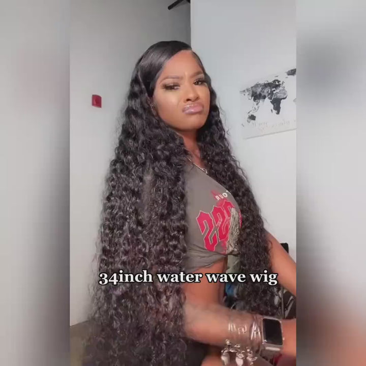 Pre Plucked Ready To Wear Wig | 40 Inch Glueless HD 13x4 Lace Front 180 Density Wig Water Wave Human Hair